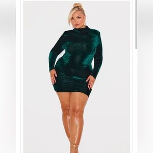 Emerald velvet dress. Pretty little thing size 22.